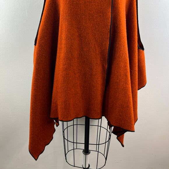 Courtney Washington Orange Lagenlook Cardigan Poncho Wool Asymmetric Pointed Hem - Picture 3 of 7